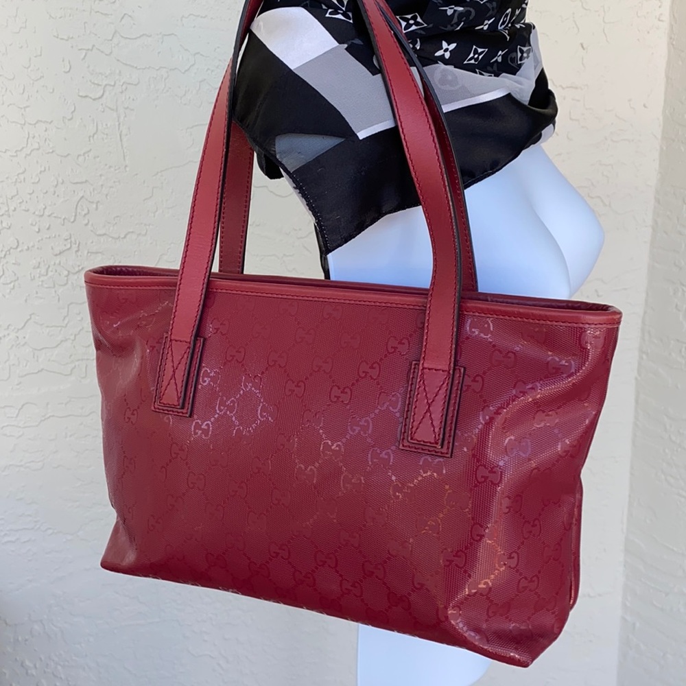 Authentic Gucci Imprint Raspberry Tote bag